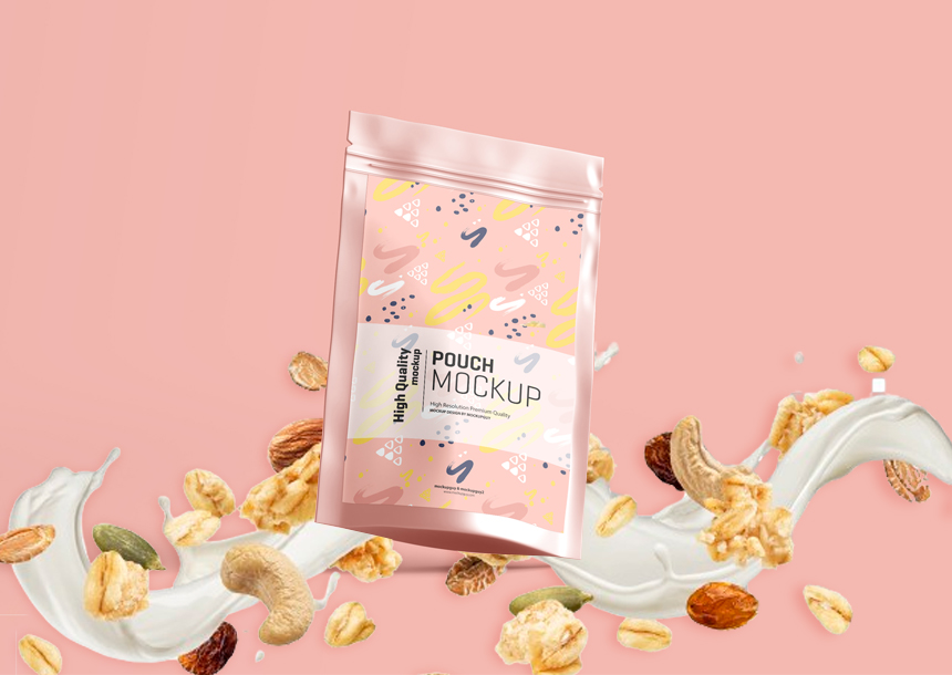 A photorealistic image of a beautifully designed product with a label and packaging that reflects the brand identity.